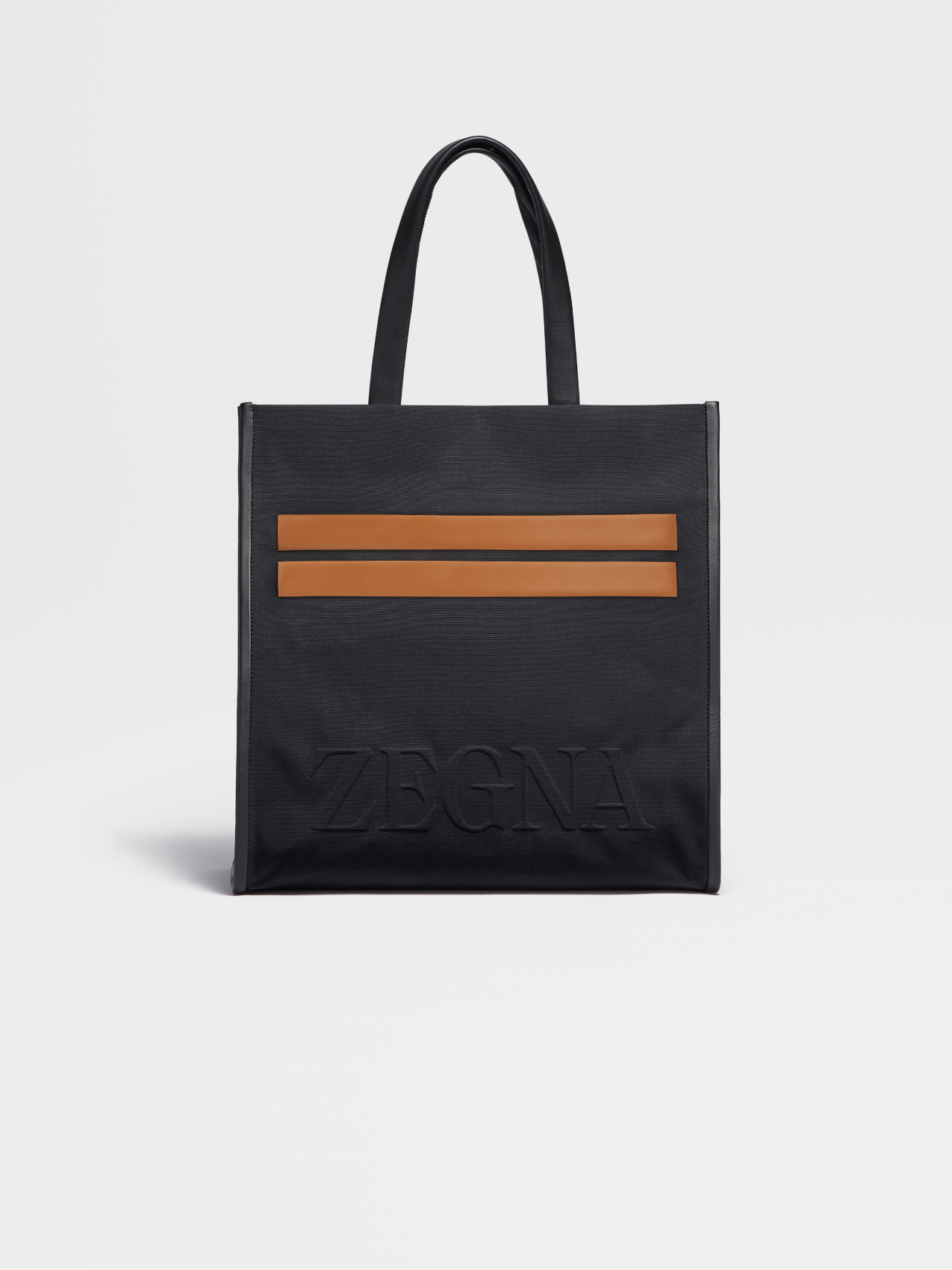 Black Cotton and Leather Start Up Tote Bag